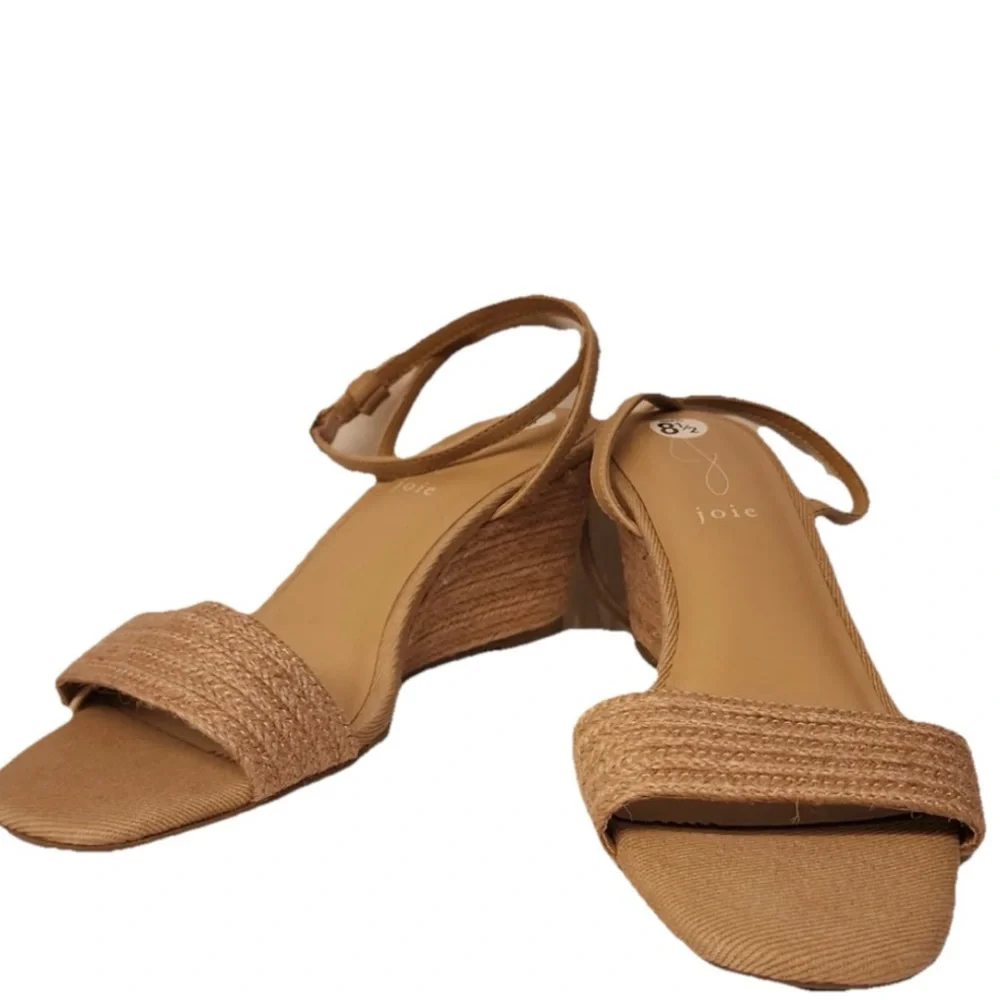 Joie Lila Wedge Leather Sandals Women’s Tan Size 8.5